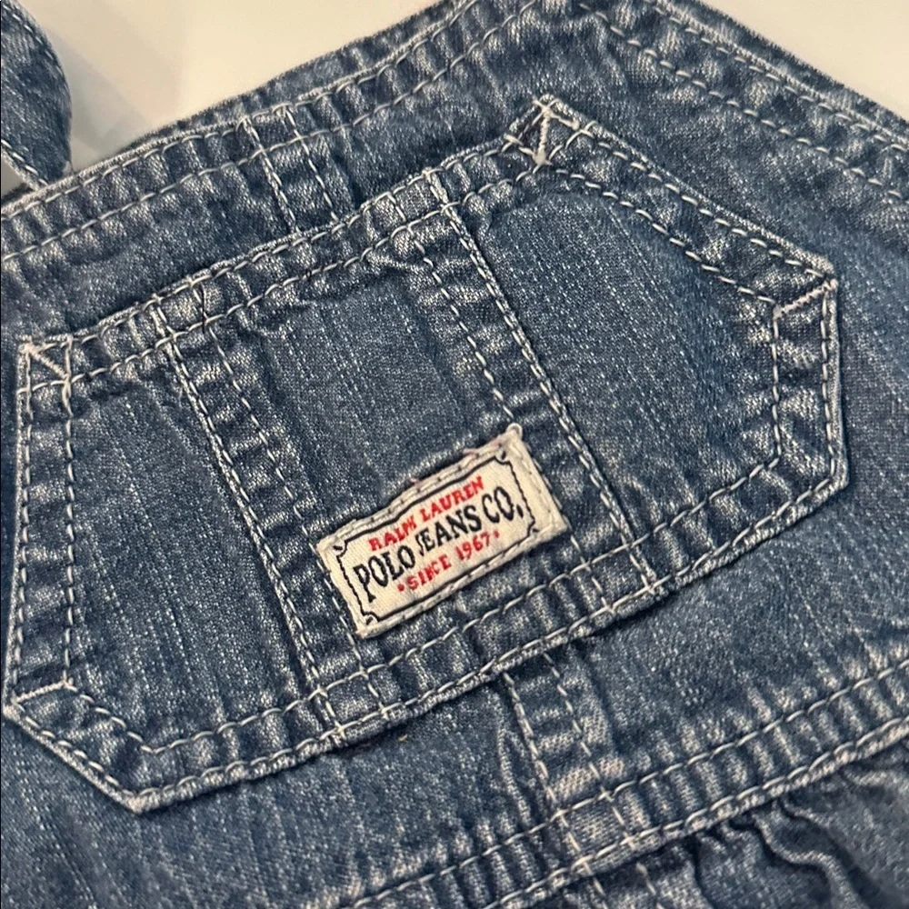 POLO Ralph Lauren Blue Kids Overall Dress vintage 3/6m